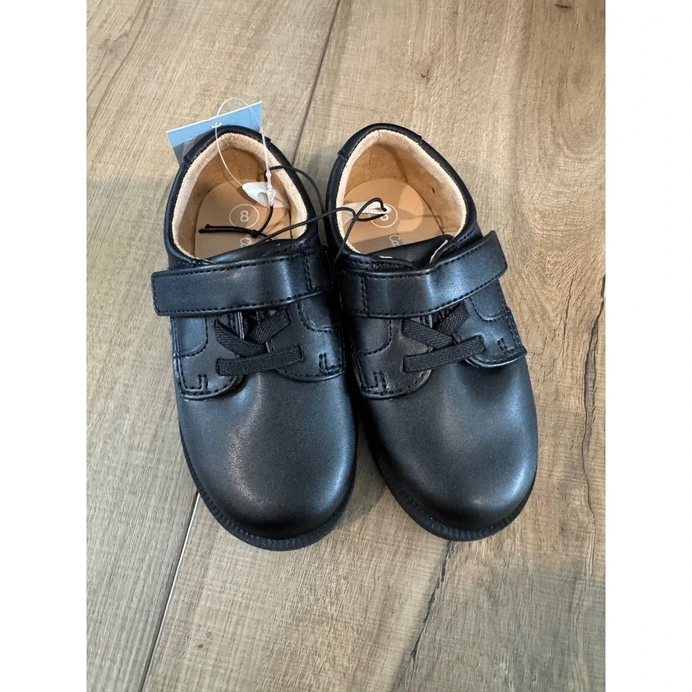 Cat & Jack Parker Dress Shoes Boys Size 8 Black Hook and Loop‎ Strap Wedding